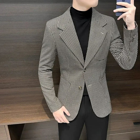 Man Suits and Blazers Single Breasted New In Korean Style High Quality Jacket for Men Original Gentleman Fashionable Loose Coats