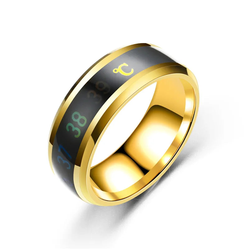 Titanium Steel Temperature Couple Ring Mood Emotion Feeling Intelligent Sensitive Rings For Women Men Waterproof Jewelry Gift