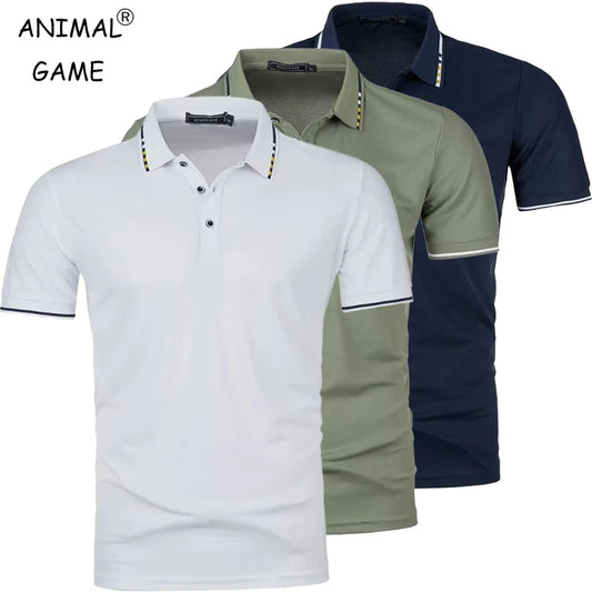 Mens Polo Shirts Casual Short Sleeve Athletic T-Shirts Classic Contrast Collar Shirt Men Lightweight T Shirt Breathable Summer