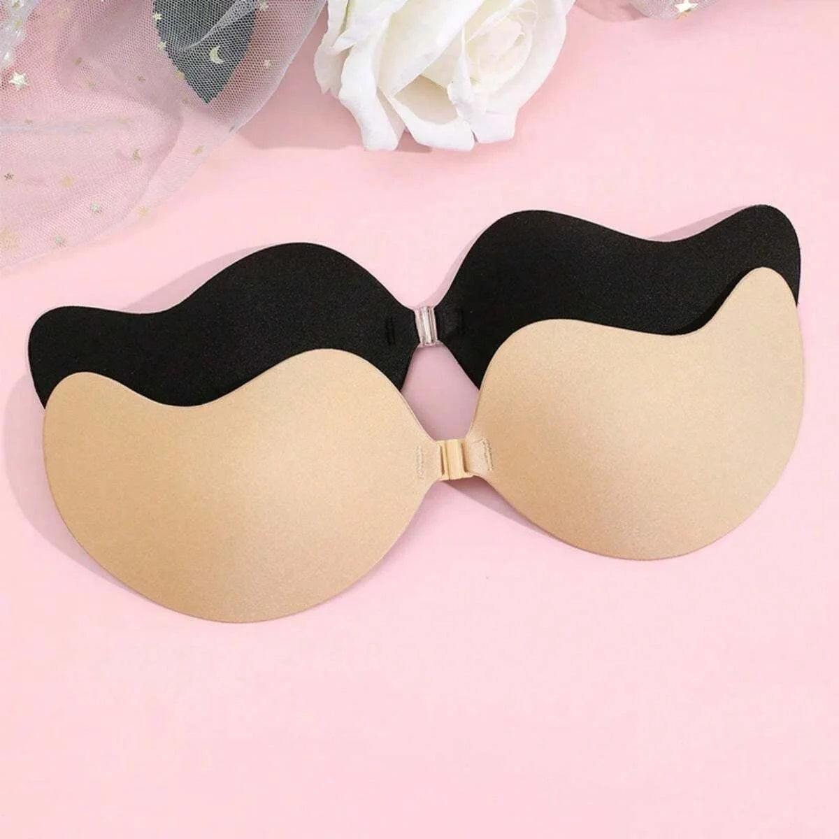 2 Pairs Mango-shaped Silicone Nipple Cover Clasp Strapless Breast Petal Chest Stickers Nude Bra Self Adhesive Bra Nude Invisible