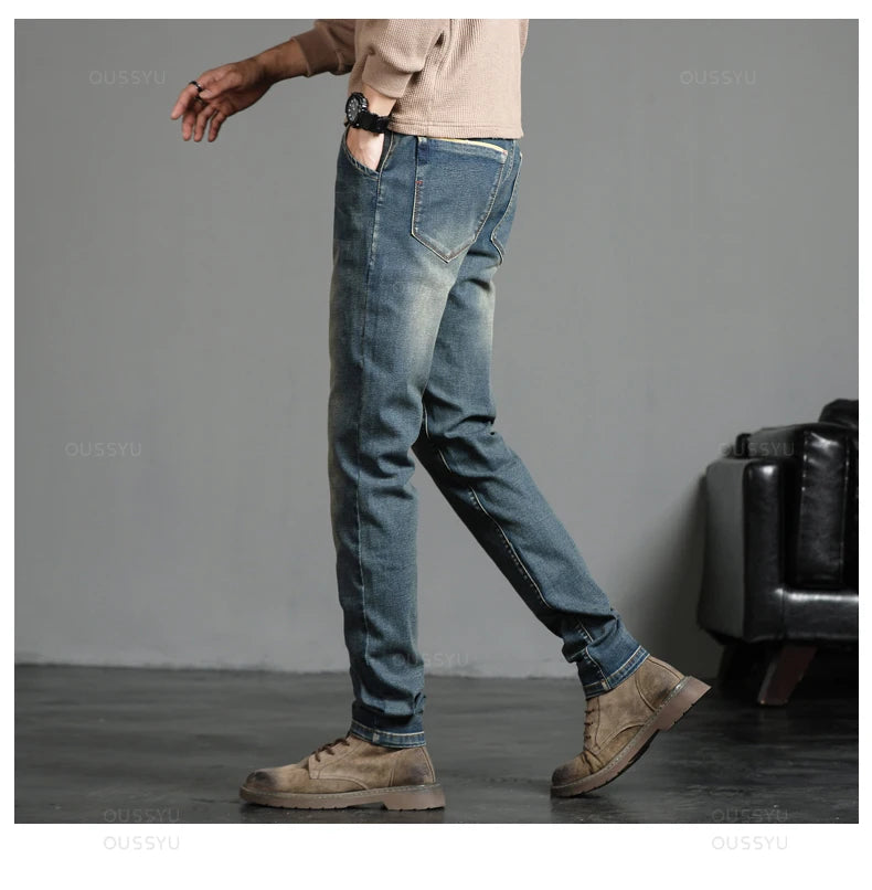 2024 New Men's Stretch Skinny Jeans Fashion Casual Cotton Denim Slim Fit Pants Male Korean Trousers Streetwear Brand Clothing