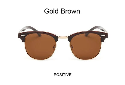 Half Frame Polarized Sunglasses Man Woman Luxury Brand Designer Sun Glasses Male Retro Rivet Mirror Eyewear Metal Gafas De Sol