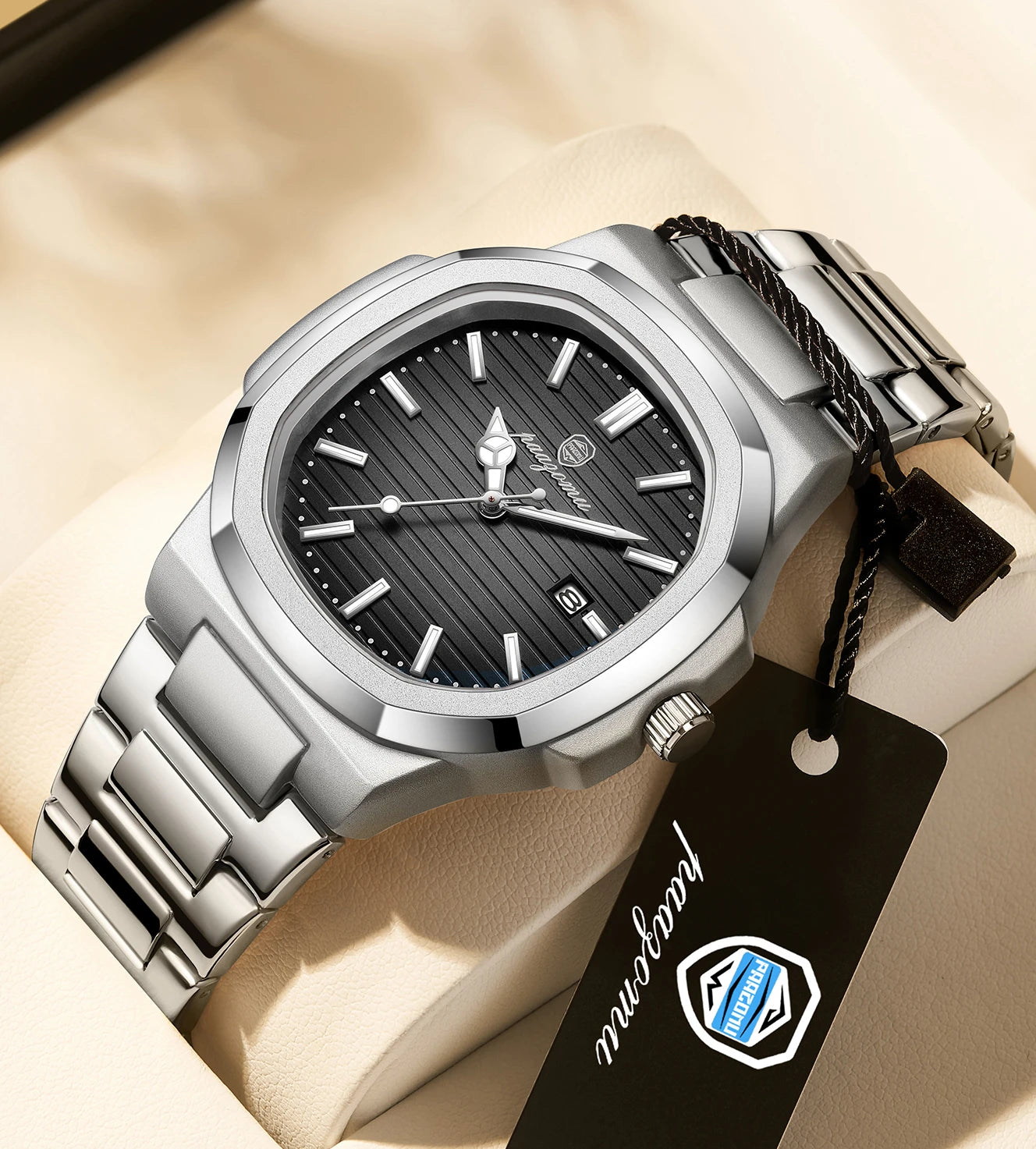 Fashion Men's Watches Business Stainless Steel Quartz Wrist Watch Calendar Date Male Casual Sports Luminous Clock