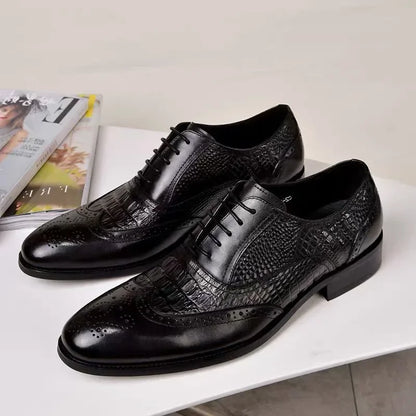 Men casual shoes Brock Oxford retro crocodile leather men formal spring and autumn 2022 new 's for