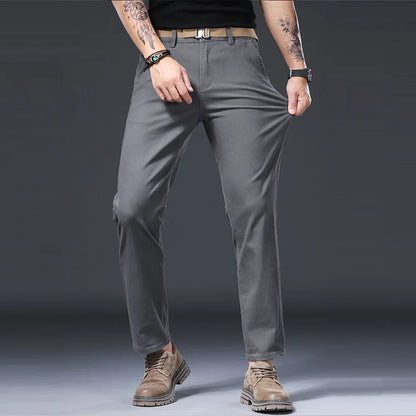 New in Quality Men's Pants Casual Straight Cotton Stretch Chino Trouser Male Classic Golf Slacks Formal Business Work Wear Khaki