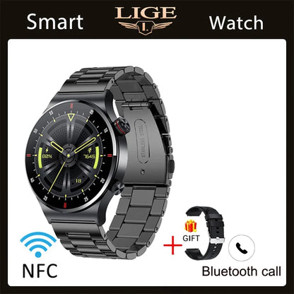 LIGE ECG+PPG Bluetooth Call Smart Watch 2023 Men AMOLED Full Touch Sports NFC Watches Men Smartwatch Waterproof For Android Ios