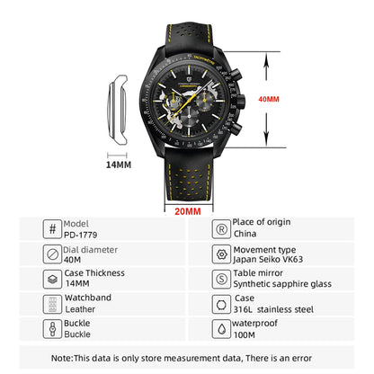 PAGANI DESIGN 1701 Moon Mens Quartz Watches Men Luxury Watch For Men Chronograph AR Sapphire Mirror Waterproof Reloj Hombre 2025